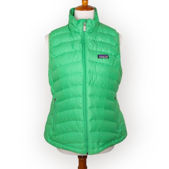 Patagonia Sweater Vest Size Large Puffer Goosedown Feathers Light Green Outdoor - Picture 1 of 11